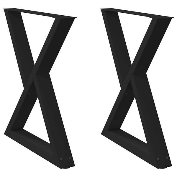 vidaXL Dining Table Legs 2 pcs Black 70x(72-73.3) cm Steel