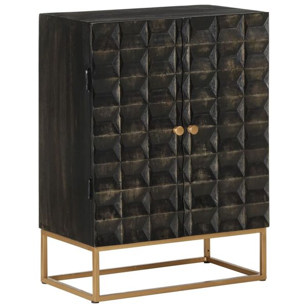 vidaXL Sideboard Black 55x34x75 cm Solid Wood Mango and Iron
