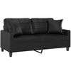 vidaXL 2-Seater Sofa with Throw Pillows Black 140 cm Faux Leather