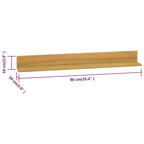 vidaXL Wall Shelves 2 pcs 90x10x10 cm Solid Wood Teak