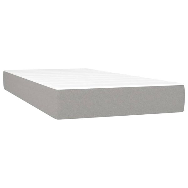 vidaXL Box Spring Bed with Mattress Light Grey 100x190 cm Twin Fabric