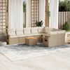 vidaXL 10 Piece Garden Sofa Set with Cushions Beige Poly Rattan