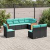 vidaXL 8 Piece Garden Sofa Set with Cushions Black Poly Rattan