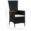vidaXL 9 Piece Outdoor Dining Set with Cushions Poly Rattan Black