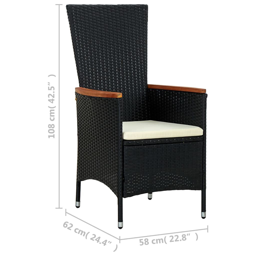 vidaXL 9 Piece Outdoor Dining Set with Cushions Poly Rattan Black