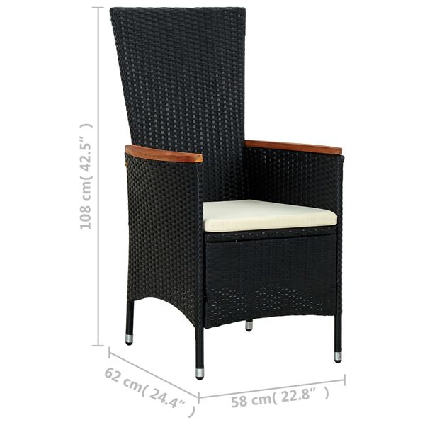 vidaXL 9 Piece Outdoor Dining Set with Cushions Poly Rattan Black