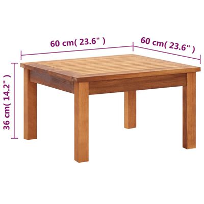 vidaXL Garden Coffee Table 60x60x36 cm Solid Acacia Wood