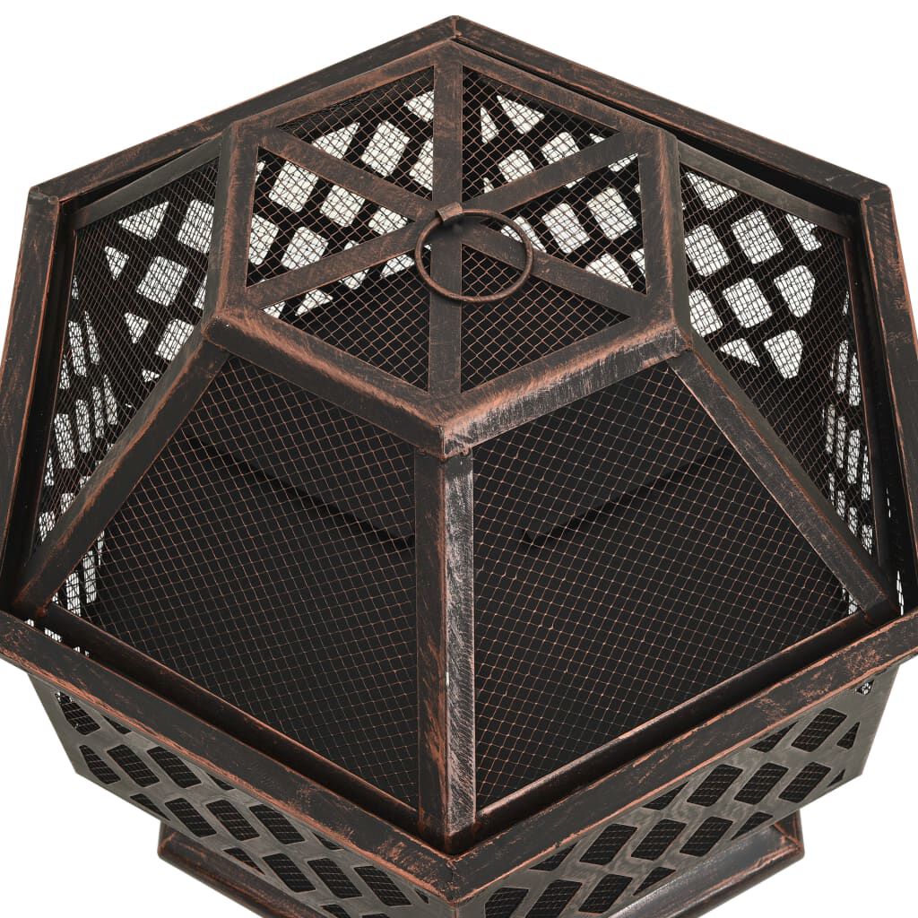 vidaXL Rustic Fire Pit with Poker 62x54x56 cm XXL Steel