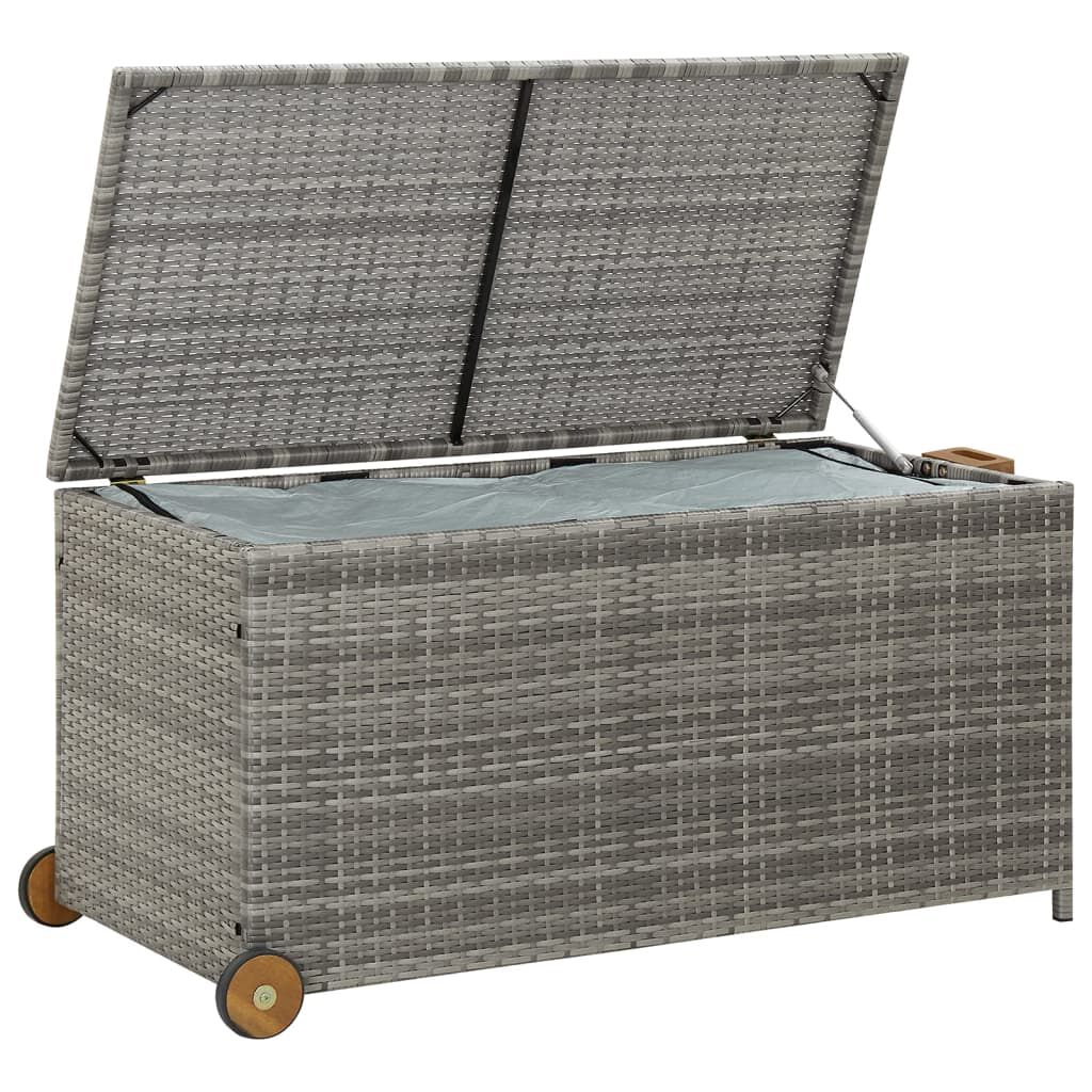 vidaXL Garden Storage Box Light Grey 120x65x61 cm Poly Rattan