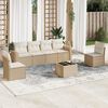 vidaXL 7 Piece Garden Sofa Set with Cushions Beige Poly Rattan