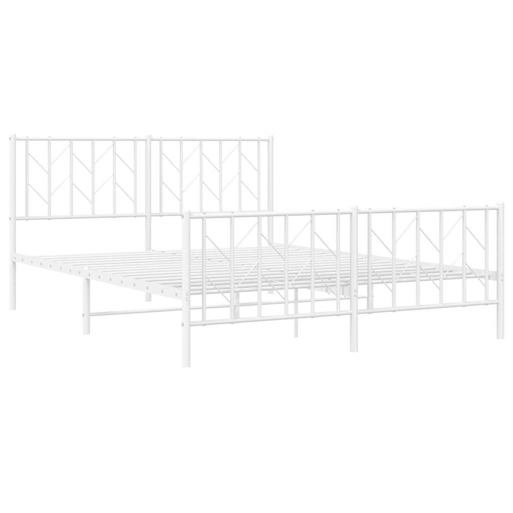 vidaXL Metal Bed Frame without Mattress with Footboard White 150x200cm