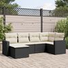 vidaXL 6 Piece Garden Sofa Set with Cushions Black Poly Rattan