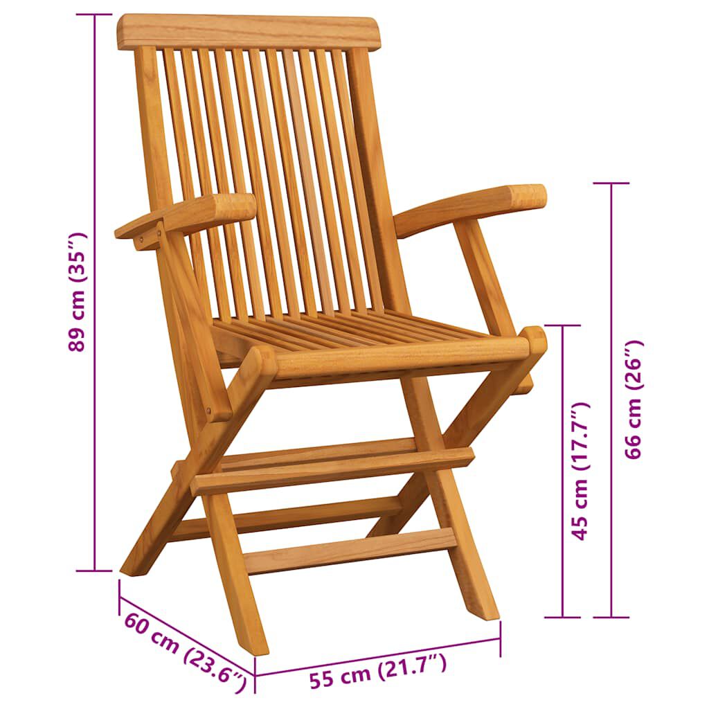 vidaXL Garden Chairs with Taupe Cushions 2 pcs Solid Teak Wood