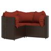 vidaXL 4 Piece Garden Lounge Set with Cushions Brown Poly Rattan