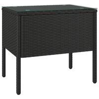 vidaXL Side Table Black 53x37x48 cm Poly Rattan and Tempered Glass