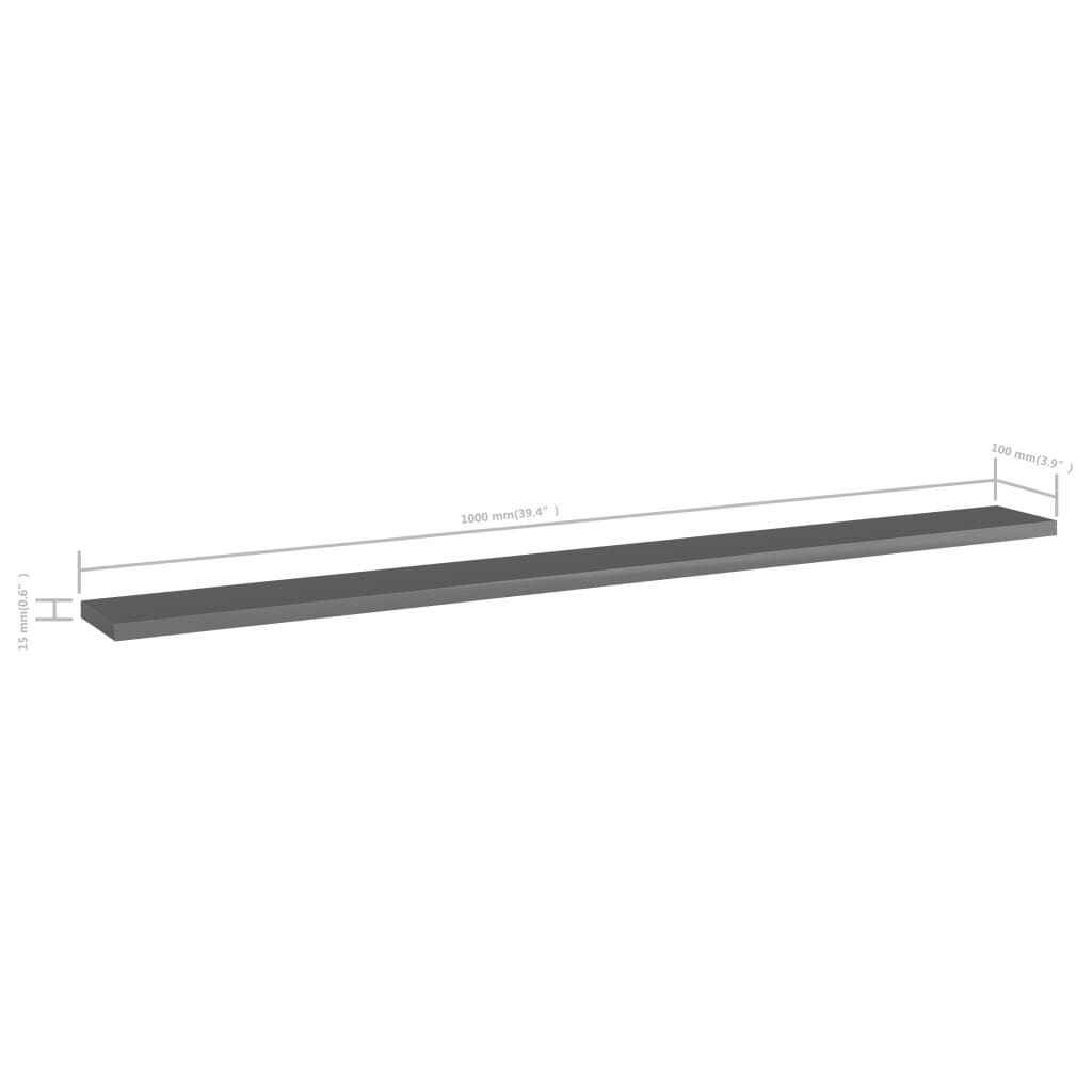 vidaXL Bookshelf Boards 4 pcs High Gloss Grey 100x10x1.5 cm Engineered Wood