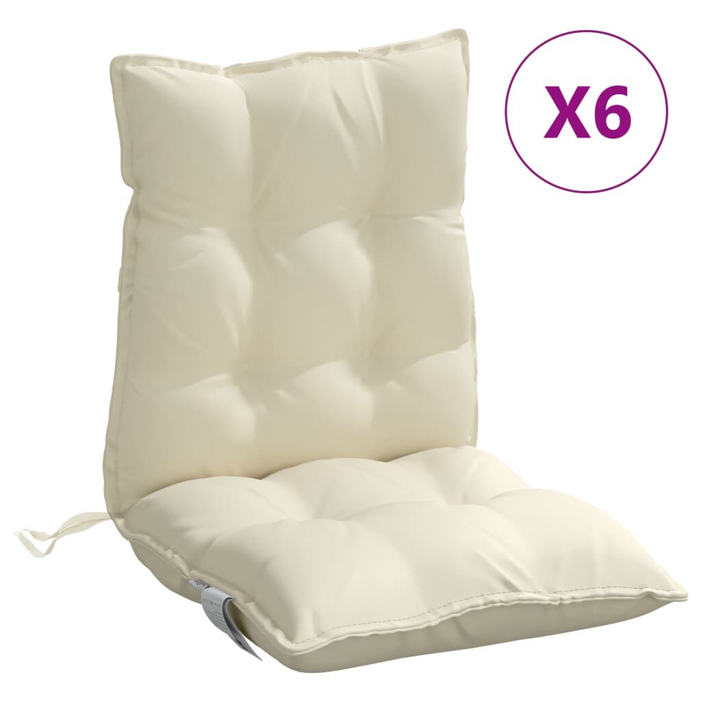 vidaXL Lowback Chair Cushions 6 pcs Cream Oxford Fabric