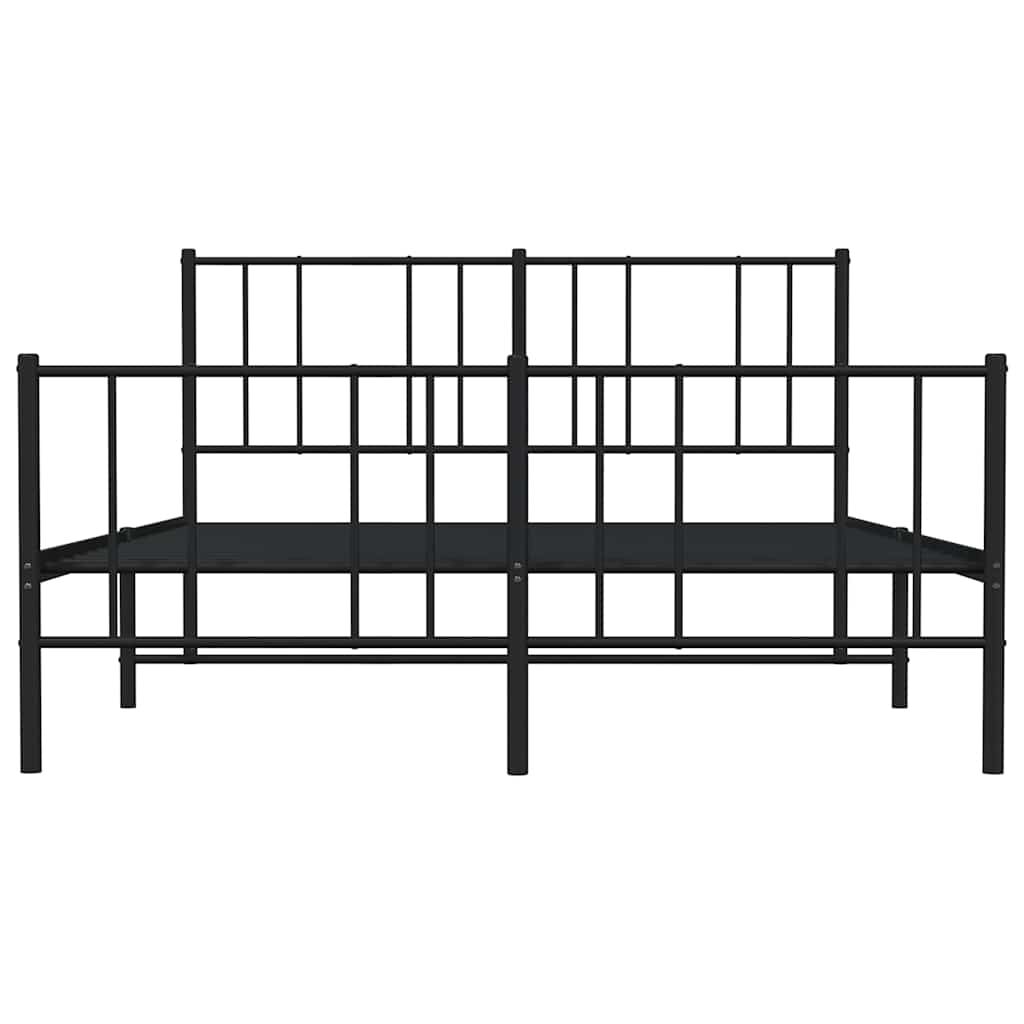vidaXL Metal Bed Frame without Mattress with Footboard Black 135x190cm