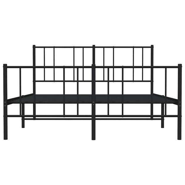 vidaXL Metal Bed Frame without Mattress with Footboard Black 135x190cm