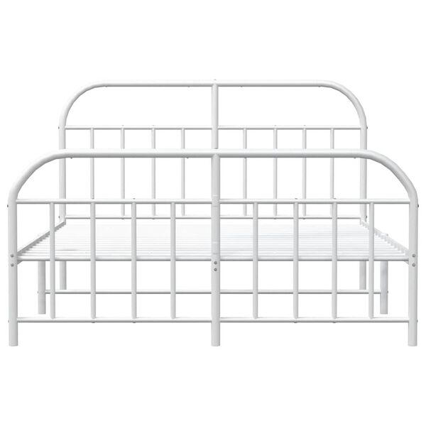 vidaXL Metal Bed Frame without Mattress with Footboard White 150x200cm