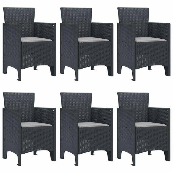 vidaXL Garden Dining Set 7 pcs Anthracite Polt rattan