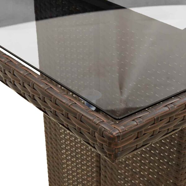 vidaXL 7 Piece Garden Bistro Set with Cushions Brown Poly Rattan