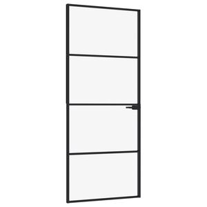 vidaXL Interior Door Black 83x201.5 cm Tempered Glass&Aluminium