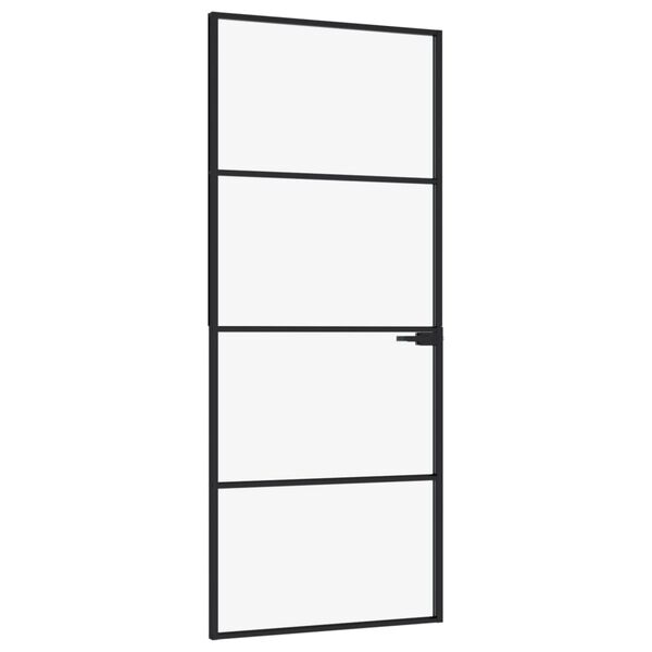 vidaXL Interior Door Black 83x201.5 cm Tempered Glass&Aluminium