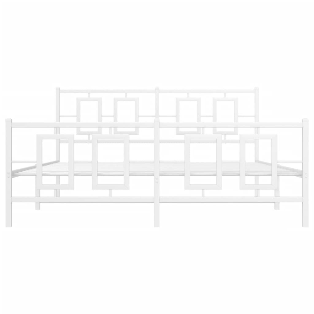 vidaXL Metal Bed Frame without Mattress with Footboard White 150x200cm