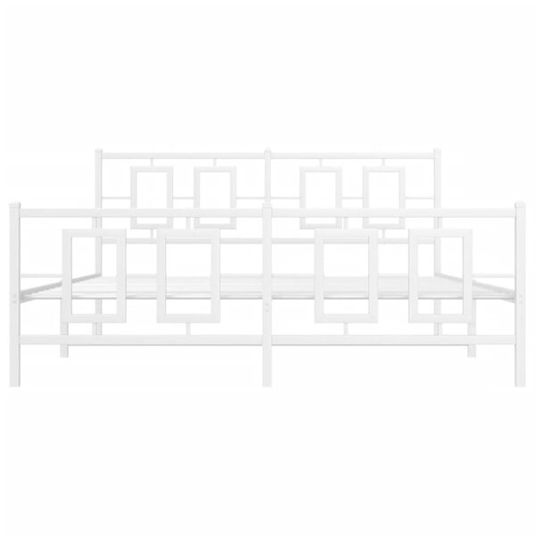 vidaXL Metal Bed Frame without Mattress with Footboard White 150x200cm