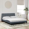 vidaXL Bed Frame with LED without Mattress "Hanko" Dark Grey 152x203 cm Queen Velvet