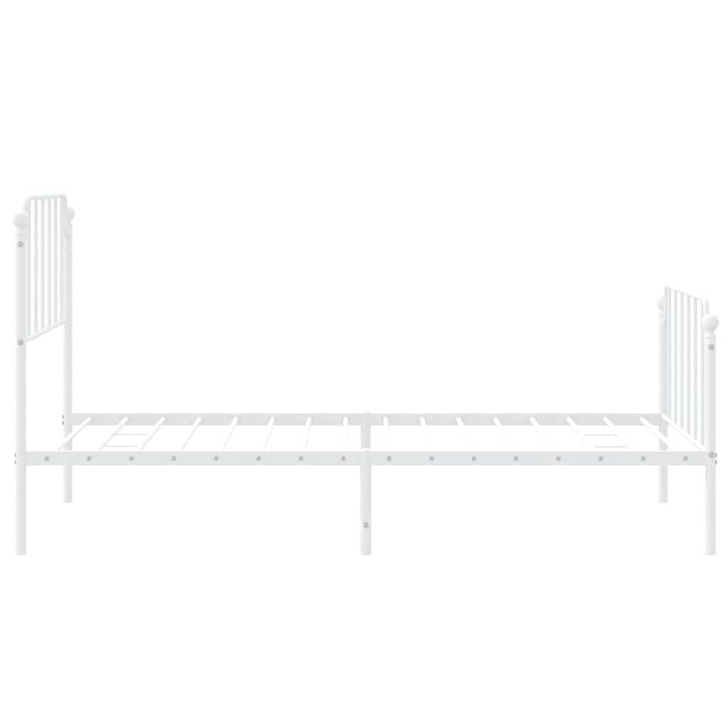 vidaXL Metal Bed Frame without Mattress with Footboard White 100x190cm
