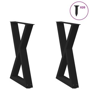 vidaXL Dining Table Legs 2 pcs Black 60x(72-73.3) cm Steel