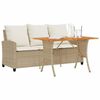 vidaXL Garden Sofa 3-Seater with Cushions&Table Beige Poly Rattan