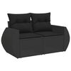 vidaXL 8 Piece Garden Sofa Set with Cushions Black Poly Rattan Acacia