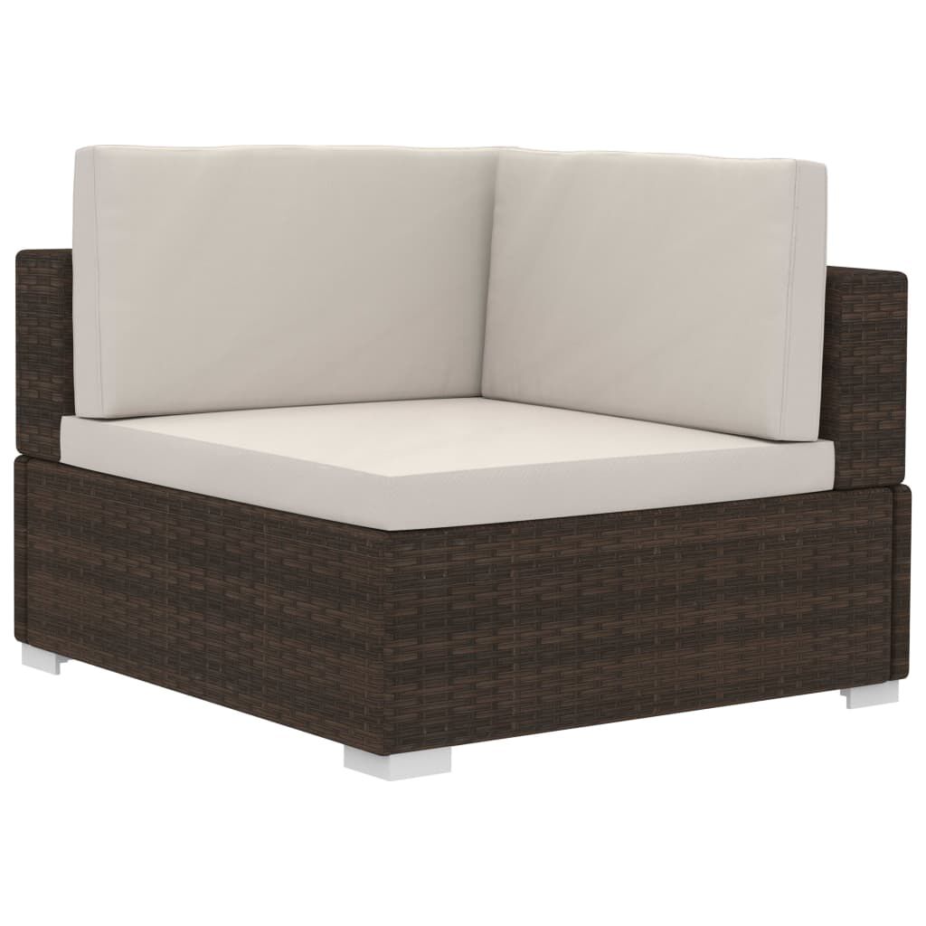 vidaXL 4 Piece Garden Sofa Set with Cushions Poly Rattan Brown