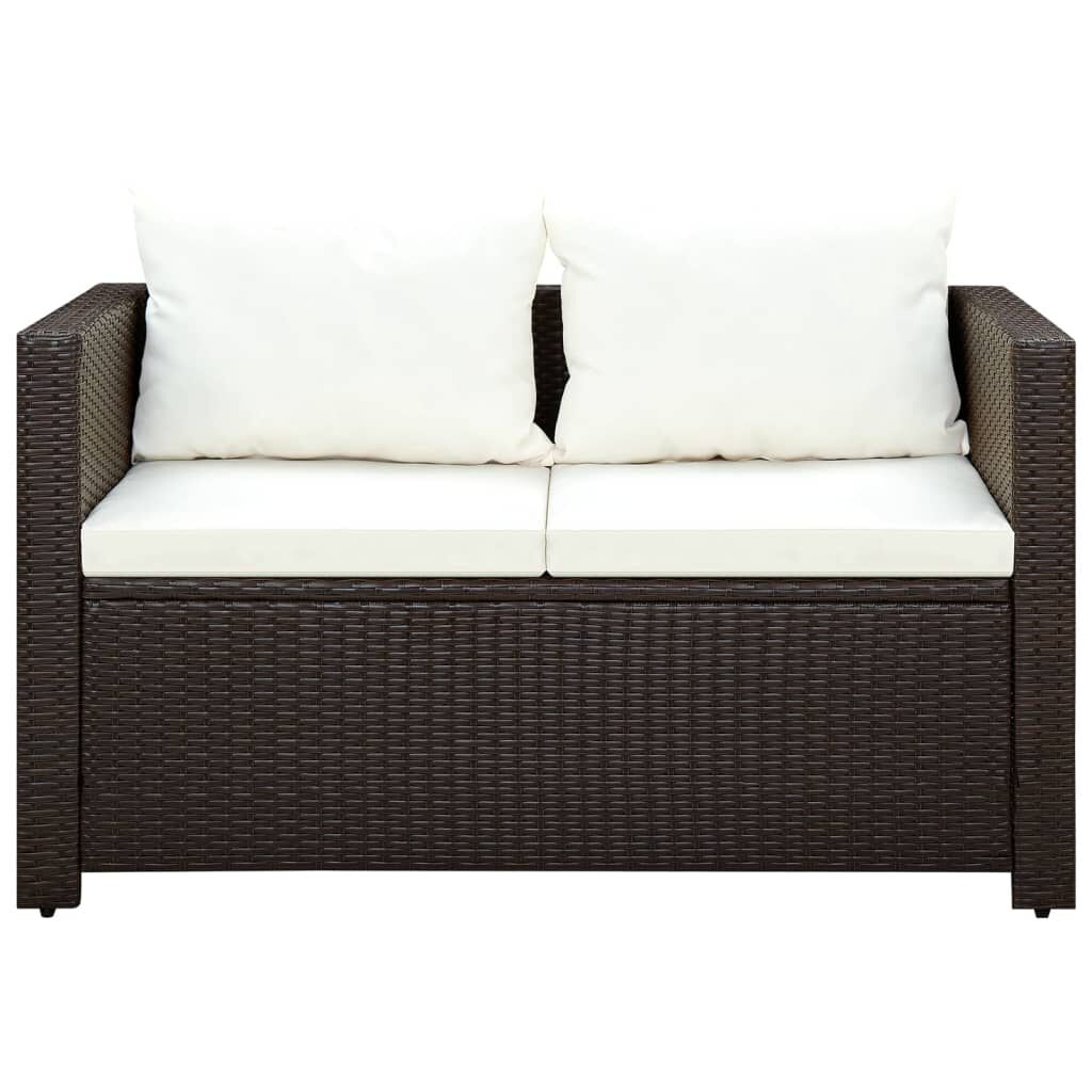 vidaXL 3 Piece Bistro Set Poly with Cushions Rattan Brown