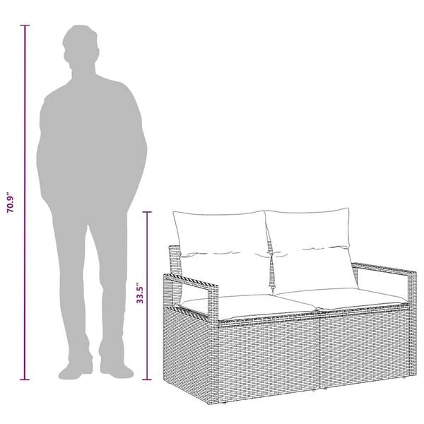 vidaXL Garden Sofa Brown 120 x 62 x 69cm Poly Rattan