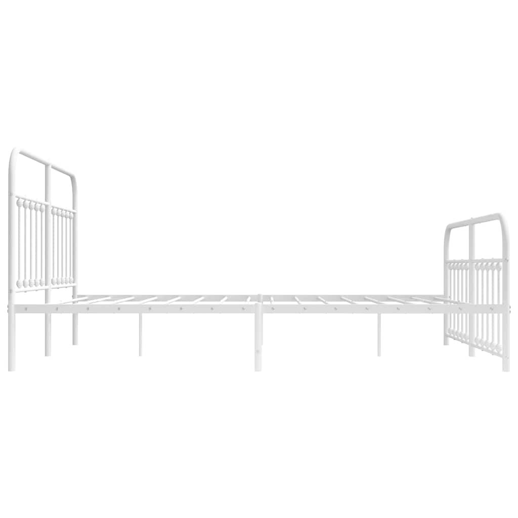 vidaXL Metal Bed Frame without Mattress with Footboard White 183x213cm