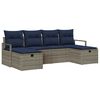 vidaXL Sofa Set with Cushion Manual 6 pcs Grey and Navy Poly Rattan