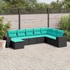 vidaXL 8 Piece Garden Sofa Set with Cushions Black Poly Rattan