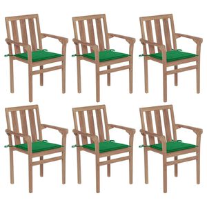 vidaXL Stackable Garden Chairs with Cushions 6 pcs Solid Teak Wood