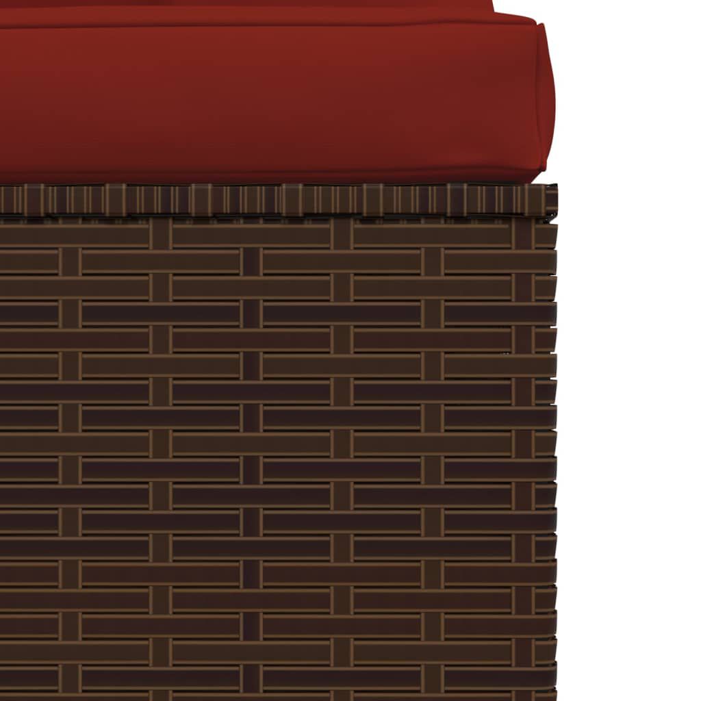 vidaXL 3-Seater Sofa with Cushions Brown Poly Rattan