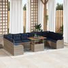 vidaXL Garden Sofa Set with Cushion 11 pcs Grey and navy blue