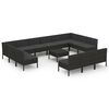 vidaXL 14 Piece Garden Lounge Set with Cushions Poly Rattan Black