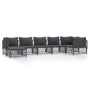 vidaXL 7 Piece Garden Lounge Set with Cushions Anthracite Steel
