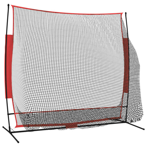 vidaXL Portable Baseball Net Black and Red 215x107x216 cm Polyester