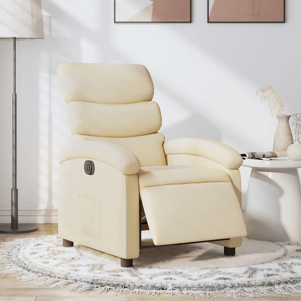 vidaXL Electric Recliner Chair Cream Fabric