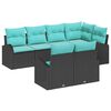 vidaXL Garden Sofa Set 7 pcs Black and turquoise Poly Rattan