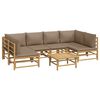 vidaXL 7 Piece Garden Lounge Set with Taupe Cushions Bamboo